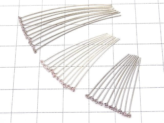 Silver 925 Decorative Head Pin (with CZ) Pink [0.5x25][0.5x30][0.5x40] 10pcs