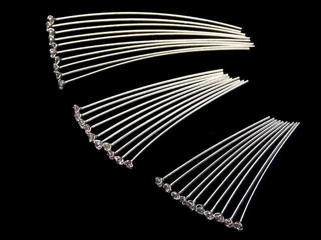Silver 925 Decorative Head Pin (with CZ) Pink [0.5x25][0.5x30][0.5x40] 10pcs