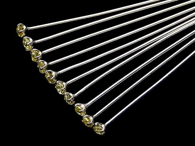 Silver 925 Decorative Head Pin (with CZ) Yellow [0.5x25][0.5x30][0.5x40] 10pcs
