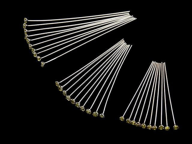 Silver 925 Decorative Head Pin (with CZ) Yellow [0.5x25][0.5x30][0.5x40] 10pcs