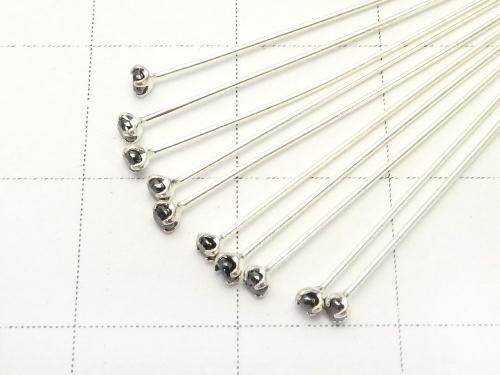 Silver 925 Decorative Head Pin (with CZ) Black [0.5x25][0.5x30][0.5x40] 10pcs