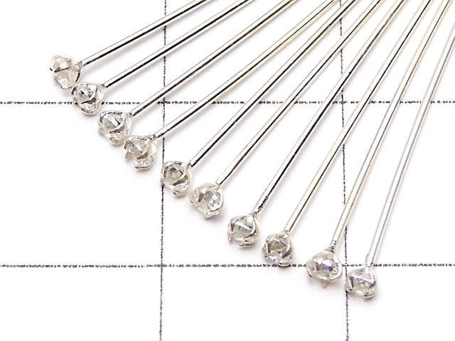 Silver925 Ornament Head Pin (with CZ) Clear [0.5x25mm] [0.5x30mm] [0.5x40mm] 10pcs