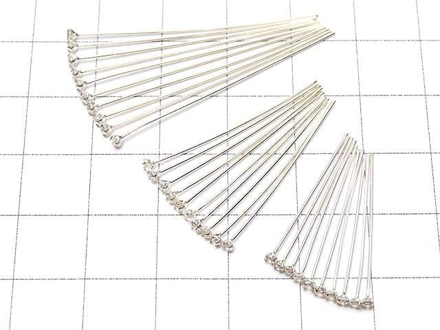 Silver 925 Decorative Head Pin (with CZ) Clear [0.5x25mm][0.5x30mm][0.5x40mm] 10pcs