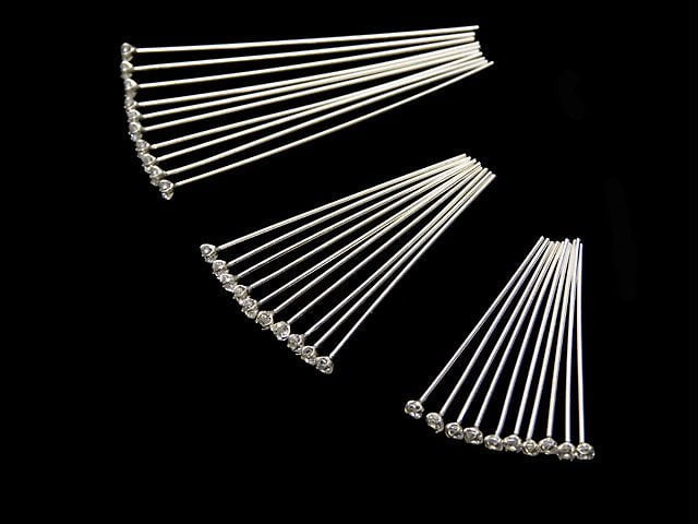 Silver925 Ornament Head Pin (with CZ) Clear [0.5x25mm] [0.5x30mm] [0.5x40mm] 10pcs