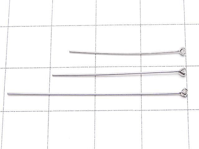 Silver 925 Decorative Head Pin (with CZ) Clear [0.5x25][0.5x30][0.5x40] Rhodium Plated 10pcs