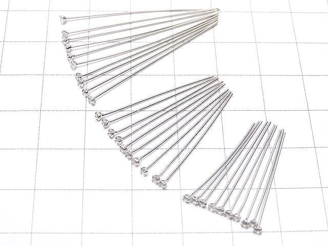 Silver 925 Decorative Head Pin (with CZ) Clear [0.5x25][0.5x30][0.5x40] Rhodium Plated 10pcs