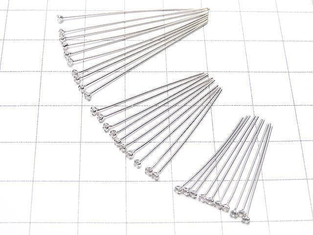 Tige de tête décorative en Argent 925 (avec CZ) Clair [0,5x25][0,5x30][0,5x40] Plaqué Rhodium 10 pièces