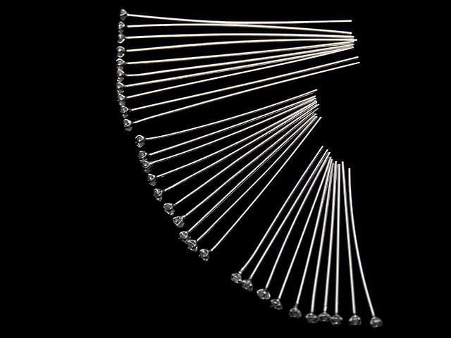Silver 925 Decorative Head Pin (with CZ) Clear [0.5x25][0.5x30][0.5x40] Rhodium Plated 10pcs