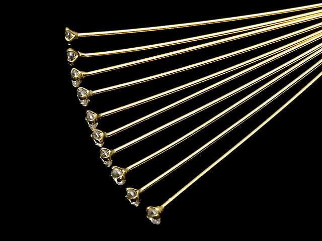 Silver 925 Decorative Head Pin (with CZ) Clear [0.5x25][0.5x30][0.5x40] 18KGP 10pcs