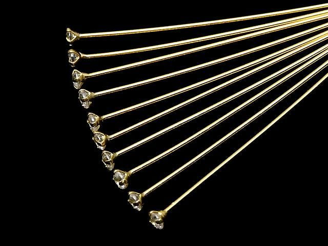 Tête d'épingle décorative en argent 925 (avec CZ) transparente [0.5x25][0.5x30][0.5x40] 18KGP 10 pièces