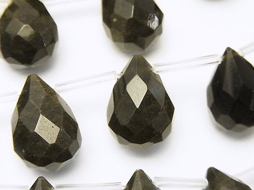 Drop, Faceted Briolette, Obsidian Gemstone Beads