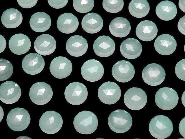 Sea Blue Chalcedony AAA Rose Cut Round 10 x 10 mm 3 pcs $8.79!