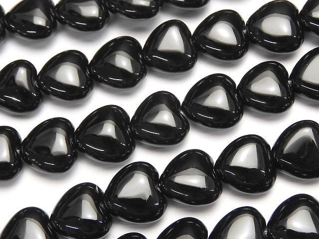 [Video] Onyx Heart 10x10x5mm 1strand beads (aprx.14inch / 35cm)