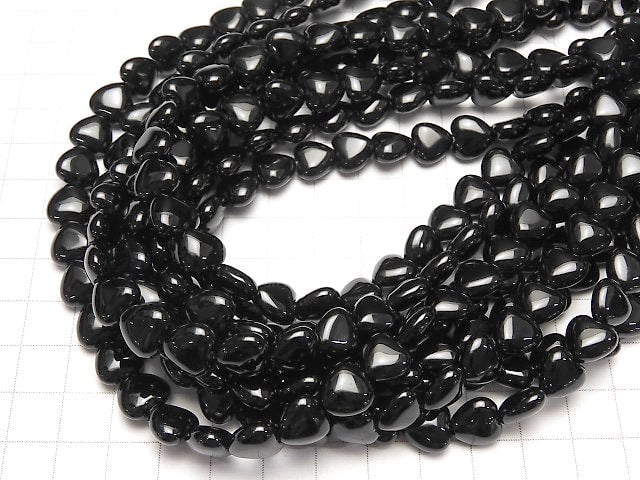 [Video] Onyx Heart 10x10x5mm 1strand beads (aprx.14inch / 35cm)