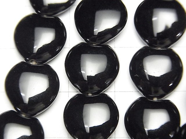 [Video] Onyx Vertical Hole Heart 12x12mm 1strand beads (aprx.14inch/36cm)