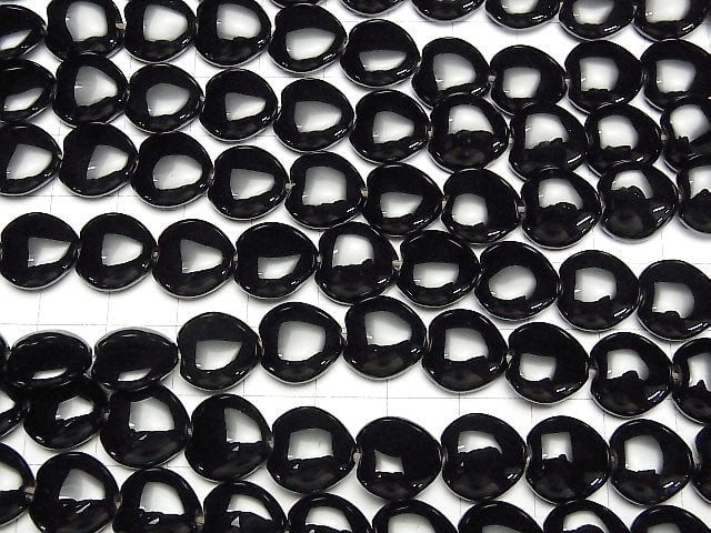 [Video] Onyx Vertical Hole Heart 12x12mm 1strand beads (aprx.14inch/36cm)
