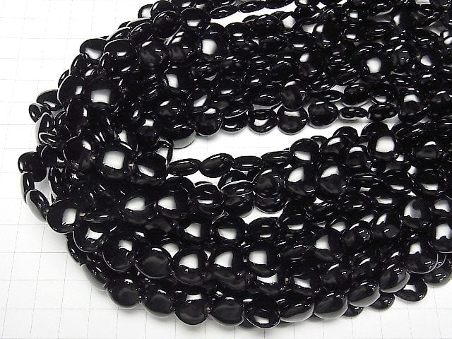 [Video] Onyx Vertical Hole Heart 12x12mm 1strand beads (aprx.14inch/36cm)