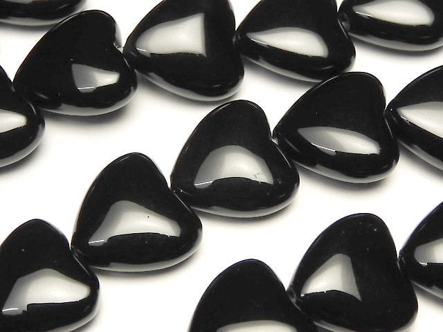 [Video] Onyx Vertical Hole Heart 14x14x7mm half or 1strand beads (aprx.14inch / 34cm)