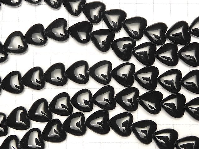 [Video] Onyx Vertical Hole Heart 14x14x7mm half or 1strand beads (aprx.14inch / 34cm)