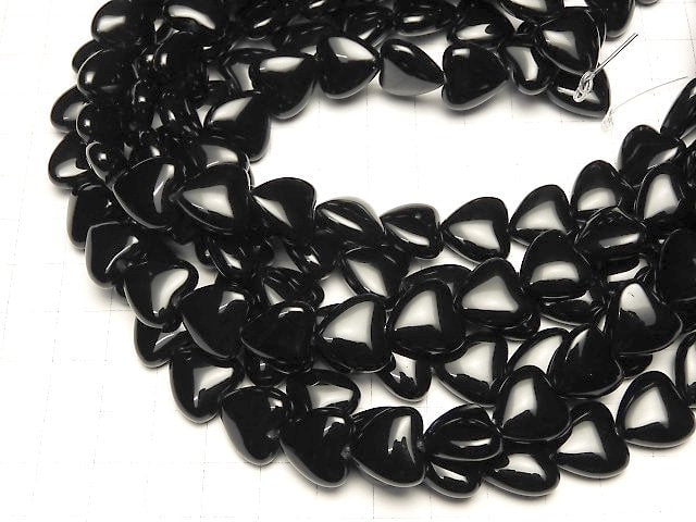 [Video] Onyx Vertical Hole Heart 14x14x7mm half or 1strand beads (aprx.14inch / 34cm)