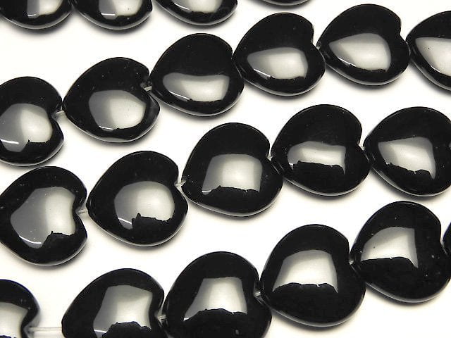 Onyx Heart 20 x 20 x 8 mm half or 1 strand (aprx.15 inch / 38 cm)