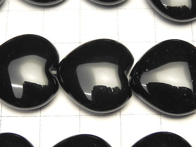 Onyx Heart 20 x 20 x 8 mm half or 1 strand (aprx.15 inch / 38 cm)