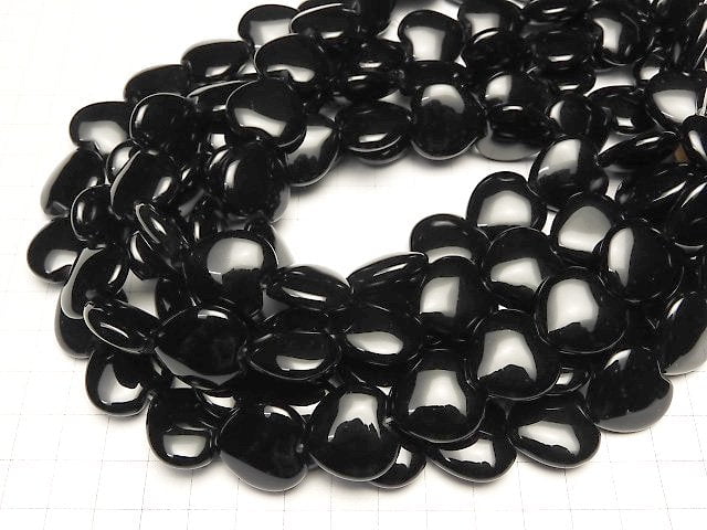 Onyx Heart 20 x 20 x 8 mm half or 1 strand (aprx.15 inch / 38 cm)