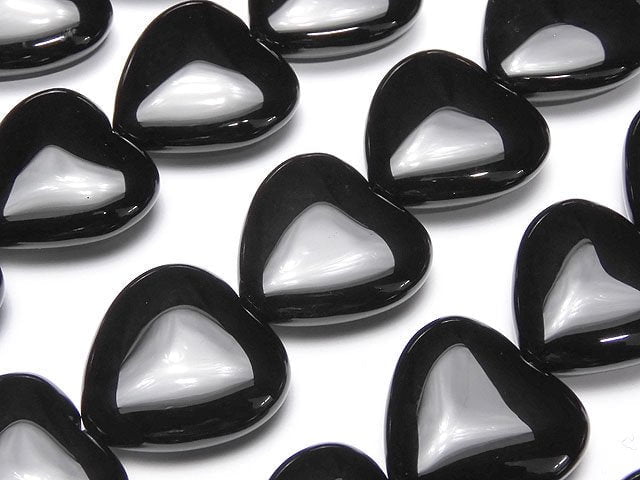 [Video] Onyx Heart 25 x 25 x 9 mm half or 1 strand (apr x 14 inch / 34 cm)
