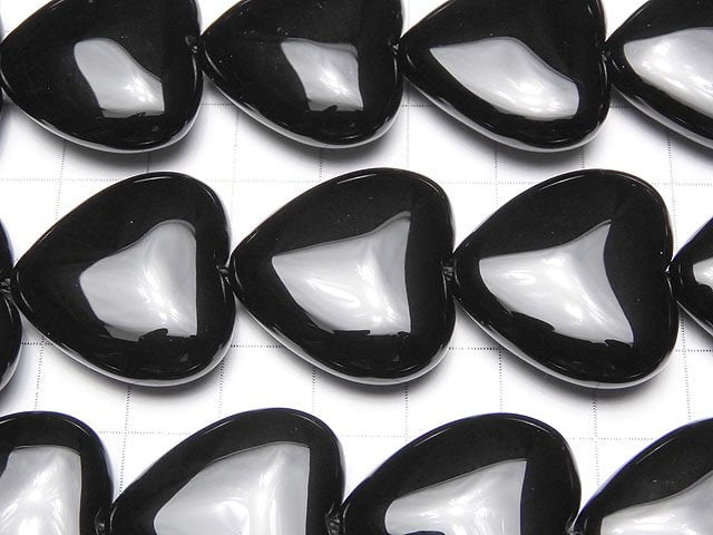 [Video] Onyx Heart 25 x 25 x 9 mm half or 1 strand (apr x 14 inch / 34 cm)
