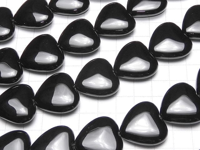 [Video] Onyx Heart 25 x 25 x 9 mm half or 1 strand (apr x 14 inch / 34 cm)