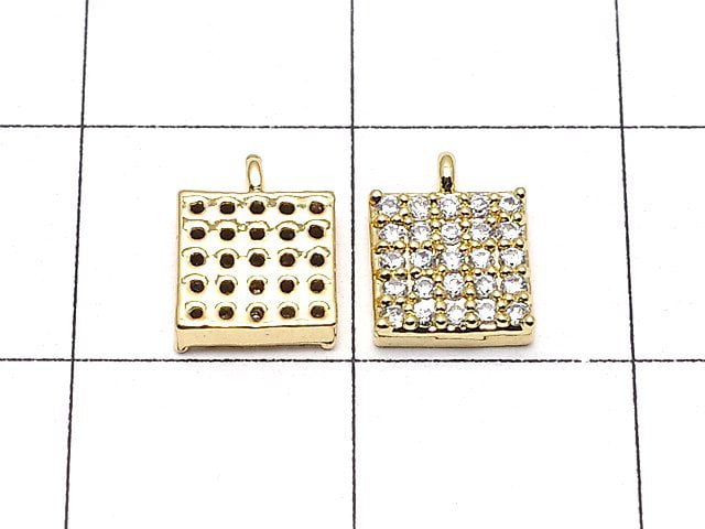 Charm with metal Parts CZ Square 6 x 6 mm gold color 3 pcs $3.79!