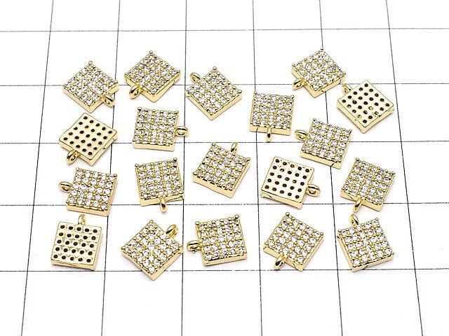 Charm with metal Parts CZ Square 6 x 6 mm gold color 3 pcs $3.79!