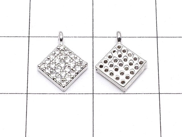 Charm with Metal Parts CZ Diamond 8 x 8 mm silver color 3 pcs $3.79!