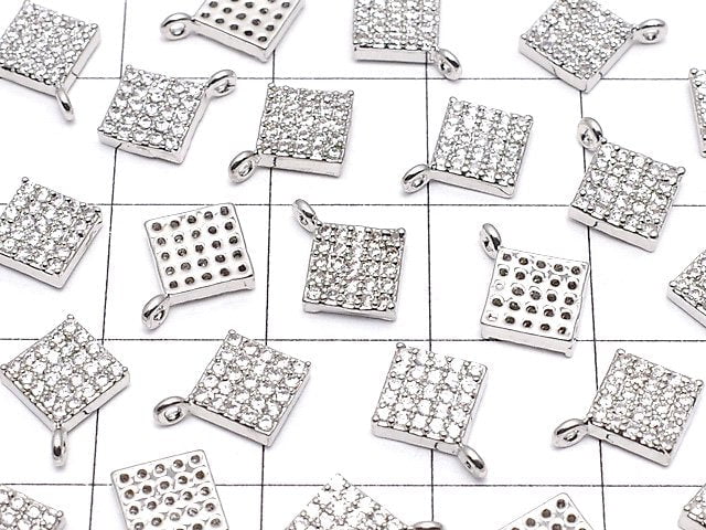 Charm with Metal Parts CZ Diamond 8 x 8 mm silver color 3 pcs $3.79!