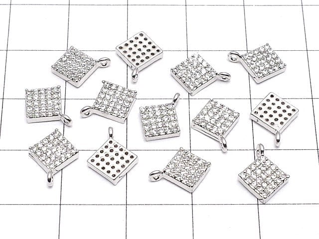 Charm with Metal Parts CZ Diamond 8 x 8 mm silver color 3 pcs $3.79!