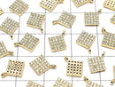 Charm with Metal Parts CZ Diamond 8 x 8 mm gold color 3 pcs $3.79!