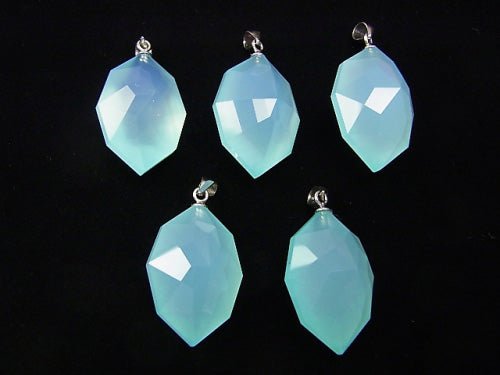 [Video] Sea Blue Chalcedony AAA Multiple Facets Faceted Pendant [S][M] Silver925