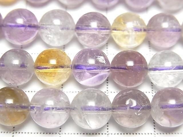 粉紫晶x黃水晶 AA++ 圓珠 8mm 半串或1串珠子 (約15英吋/37公分)