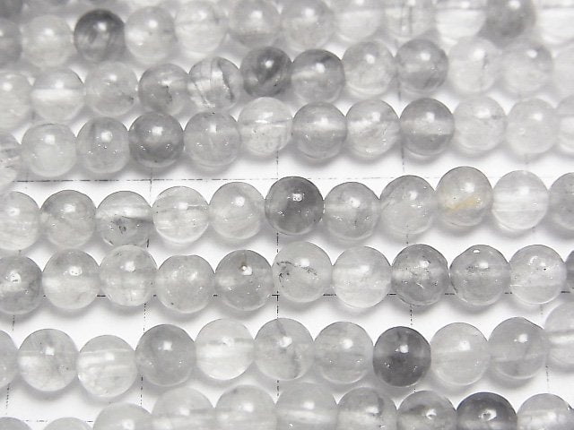 [Video] Gray Quartz AA Round 4mm 1strand beads (aprx.15inch / 38cm)