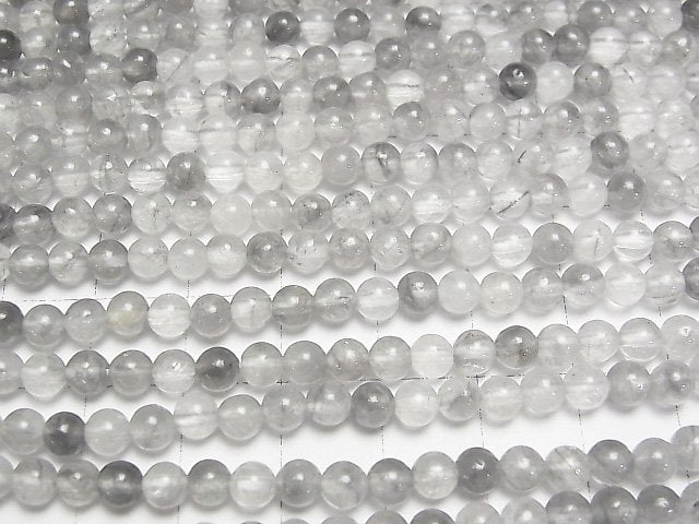 [Video] Gray Quartz AA Round 4mm 1strand beads (aprx.15inch / 38cm)