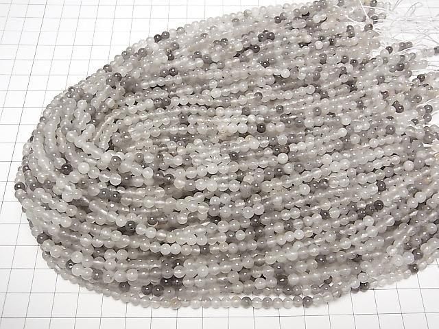 [Video] Gray Quartz AA Round 4.5mm 1-strand beads (approx. 15 inches/36 cm)