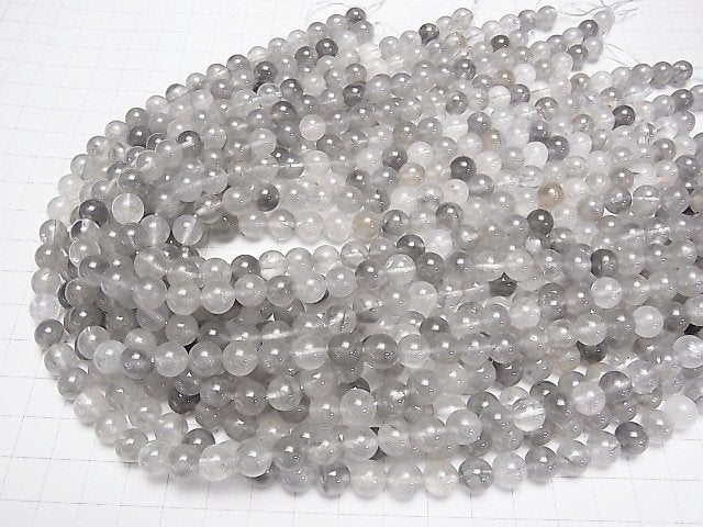 [Video] Gray Quartz AA Round 8mm 1strand beads (aprx.15inch/37cm)