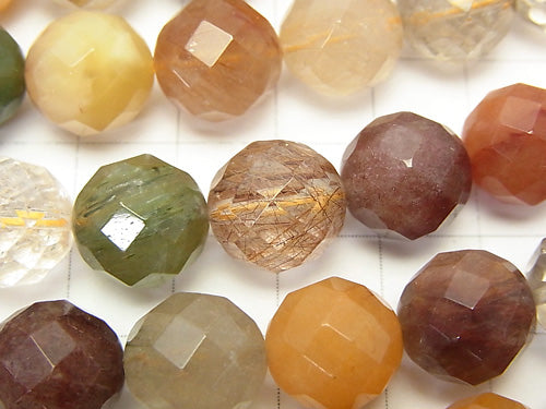 Multicolor Rutilated Quartz AA ++ 64 Faceted Round 12 mm half or 1 strand beads (aprx.15 inch / 38 cm)