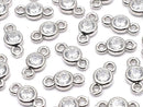 Metal CZ Round Faceted Charms, Both Sides, 8x4x2mm, Silver, 5 Pieces