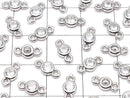 Metal CZ Round Faceted Charms, Both Sides, 8x4x2mm, Silver, 5 Pieces