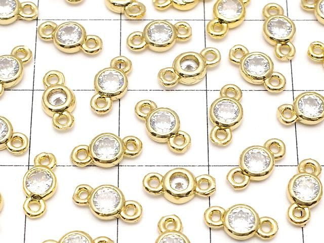 5-Piece Set of 8x4x2mm Gold-Colored CZ Round Faceted Charms (Both Sides)