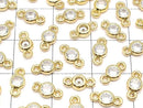 5-Piece Set of 8x4x2mm Gold-Colored CZ Round Faceted Charms (Both Sides)