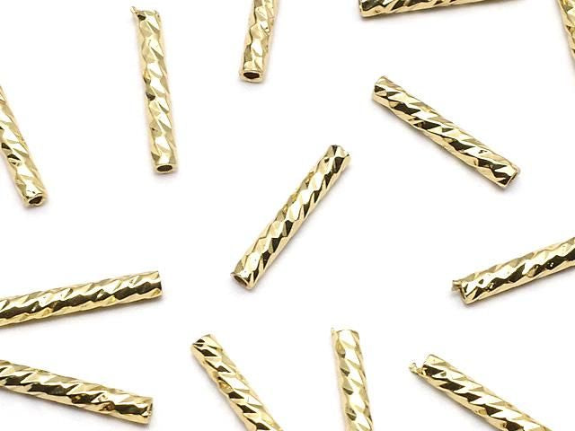 Metal parts, tube, 10x1.2mm, 24K gold plated, 10 pieces