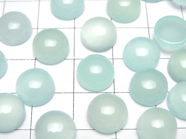 [Video] High Quality Sea Blue Chalcedony AAA Round Cabochon 10 x 10 x 5 mm 3 pcs $6.79!