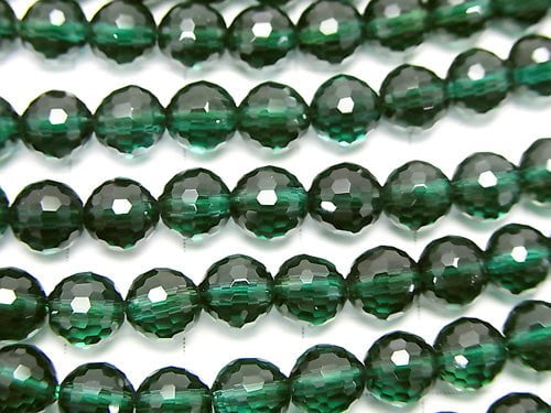 Green Quartz 128 Faceted Round 6 mm half or 1 strand beads (aprx.15 inch / 36 cm)